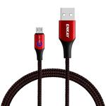 ENKAY ENK-CB304 2.4A USB to Micro USB Nylon Weaving Data Transfer Charging Cable with Intelligent Light, Length: 1m(Red)