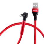 ENKAY ENK-CB205 2.4A USB to 8 Pin Cloth Texture Round Cable Data Transfer Charging Cable with Holder Function, Length: 1m(Red)