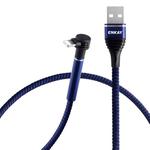 ENKAY ENK-CB205 2.4A USB to 8 Pin Cloth Texture Round Cable Data Transfer Charging Cable with Holder Function, Length: 1m(Blue)