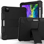 For iPad Pro 11 (2020) Shockproof Two-Color Silicone Protection Tablet Case with Holder & Pen Slot(Black)