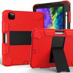 For iPad Pro 11 (2020) Shockproof Two-Color Silicone Protection Tablet Case with Holder & Pen Slot(Red+Black)