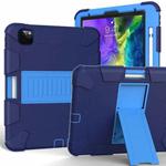 For iPad Pro 11 (2020) Shockproof Two-Color Silicone Protection Tablet Case with Holder & Pen Slot(Navy+Blue)