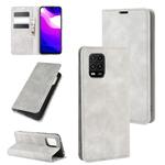 For Xiaomi Mi 10 Lite 5G Retro-skin Business Magnetic Suction Leather Case with Holder & Card Slots & Wallet(Grey)