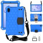 For Galaxy Tab A 8.4(2020) T307 Honeycomb Design EVA + PC Material Four Corner Anti Falling Flat Protective Shell With Strap(Blue+Black)