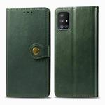 For Galaxy A51 5G Retro Solid Color Leather Buckle Phone Case with Photo Frame & Card Slot & Wallet & Bracket Function(Green)