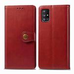 For Galaxy A71 5G Retro Solid Color Leather Buckle Phone Case with Photo Frame & Card Slot & Wallet & Bracket Function(Red)