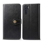 For OPPO F15 & A91 Retro Solid Color Leather Buckle Phone Case with Photo Frame & Card Slot & Wallet & Bracket Function(Black)