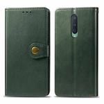 For OnePlus 8 Retro Solid Color Leather Buckle Phone Case with Photo Frame & Card Slot & Wallet & Bracket Function(Green)