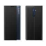 For OPPO Reno2 Side Display Magnetic Horizontal Flip Plain Texture Cloth + PC Case with Holder & Sleep / Wake-up Function(Black)