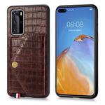 For Huawei P40 Pro Crocodile Pattern PU+TPU+PVC Shatter-resistant Mobile Phone Case with Magnetic Invisible Holder & Holder & Card Slots(Brown)