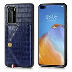 For Huawei P40 Pro Crocodile Pattern PU+TPU+PVC Shatter-resistant Mobile Phone Case with Magnetic Invisible Holder & Holder & Card Slots(Sapphire Blue)