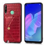 For Huawei P40 Lite E Crocodile Pattern PU+TPU+PVC Shatter-resistant Mobile Phone Case with Magnetic Invisible Holder & Holder & Card Slots(Red)