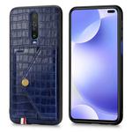 For Xiaomi Redmi K30 Crocodile Pattern PU+TPU+PVC Shatter-resistant Mobile Phone Case with Magnetic Invisible Holder & Holder & Card Slots(Sapphire Blue)
