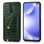 For Xiaomi Redmi K30 Crocodile Pattern PU+TPU+PVC Shatter-resistant Mobile Phone Case with Magnetic Invisible Holder & Holder & Card Slots(Blackish Green)