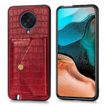 For Xiaomi Redmi K30 Pro Crocodile Pattern PU+TPU+PVC Shatter-resistant Mobile Phone Case with Magnetic Invisible Holder & Holder & Card Slots(Red)
