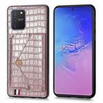 For Galaxy S10 Lite & A91  Crocodile Pattern PU+TPU+PVC Shatter-resistant Mobile Phone Case with Magnetic Invisible Holder & Holder & Card Slots(Rose Gold)