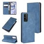 For Huawei Honor 30 Pro Retro-skin Business Magnetic Suction Leather Case with Holder & Card Slots & Wallet(Dark Blue)