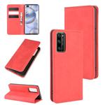 For Huawei Honor 30 Pro Retro-skin Business Magnetic Suction Leather Case with Holder & Card Slots & Wallet(Red)