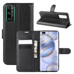 For Huawei Honor 30 Pro Litchi Texture Horizontal Flip Protective Case with Holder & Card Slots & Wallet(Black)