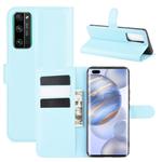 For Huawei Honor 30 Pro Litchi Texture Horizontal Flip Protective Case with Holder & Card Slots & Wallet(Blue)