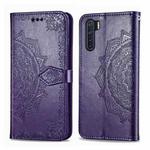 For OPPO F15 & A91 Halfway Mandala Embossing Pattern Horizontal Flip Leather Case with Holder & Card Slots & Wallet & Photo Frame & Lanyard(Purple)