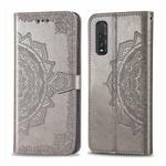 For OPPO Find X2 Halfway Mandala Embossing Pattern Horizontal Flip Leather Case with Holder & Card Slots & Wallet & Photo Frame & Lanyard(Gray)