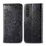 For Realme X50 Pro Halfway Mandala Embossing Pattern Horizontal Flip Leather Case with Holder & Card Slots & Wallet & Photo Frame & Lanyard(Black)