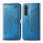 For Realme X50 Pro Halfway Mandala Embossing Pattern Horizontal Flip Leather Case with Holder & Card Slots & Wallet & Photo Frame & Lanyard(Blue)