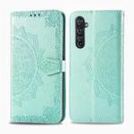 For Realme X50 Pro Halfway Mandala Embossing Pattern Horizontal Flip Leather Case with Holder & Card Slots & Wallet & Photo Frame & Lanyard(Green)