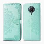 For Xiaomi Redmi K30 Pro Halfway Mandala Embossing Pattern Horizontal Flip Leather Case with Holder & Card Slots & Wallet & Photo Frame & Lanyard(Green)