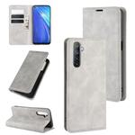 For OPPO Realme 6 Retro-skin Business Magnetic Suction Leather Case with Holder & Card Slots & Wallet(Grey)