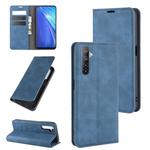 For OPPO Realme 6 Retro-skin Business Magnetic Suction Leather Case with Holder & Card Slots & Wallet(Dark Blue)