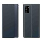 For Galaxy A81 / Note 10 Lite /M60s Side Display Magnetic Horizontal Flip Plain Texture Cloth + PC Case with Holder & Sleep / Wake-up Function(Dark Blue)