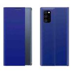 For Galaxy A81 / Note 10 Lite /M60s Side Display Magnetic Horizontal Flip Plain Texture Cloth + PC Case with Holder & Sleep / Wake-up Function(Blue)