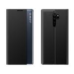 For Xiaomi Redmi Note 8 Pro Side Display Magnetic Horizontal Flip Plain Texture Cloth + PC Case with Holder & Sleep / Wake-up Function(Black)