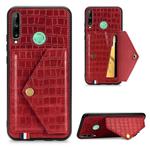 For Huawei Y7P/P40 Lite E Crocodile Pattern Envelope Card Package Phone Case With Magnet And Bracket Function(Red)