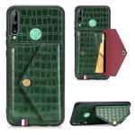For Huawei Y7P/P40 Lite E Crocodile Pattern Envelope Card Package Phone Case With Magnet And Bracket Function(Green)