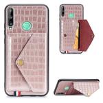 For Huawei Y7P/P40 Lite E Crocodile Pattern Envelope Card Package Phone Case With Magnet And Bracket Function(Rose Gold)