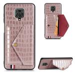 For Xiaomi Redmi Note 9  Crocodile Pattern Envelope Card Package Phone Case With Magnet And Bracket Function(Rose Gold)