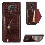 For Xiaomi Redmi Note 9  Crocodile Pattern Envelope Card Package Phone Case With Magnet And Bracket Function(Brown)