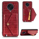 For Xiaomi Redmi K30 Pro Crocodile Pattern Envelope Card Package Phone Case With Magnet And Bracket Function(Red)