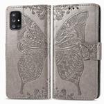 For Galaxy A51 5G Butterfly Love Flower Embossed Horizontal Flip Leather Case with Bracket / Card Slot / Wallet / Lanyard(Gray)