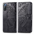 For Sony Xperia L4 Butterfly Love Flower Embossed Horizontal Flip Leather Case with Bracket / Card Slot / Wallet / Lanyard(Black)