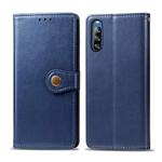 For Sony Xperia L4 Retro Solid Color Leather Buckle Phone Case with Lanyard & Photo Frame & Card Slot & Wallet & Stand Function(Blue)