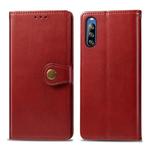 For Sony Xperia L4 Retro Solid Color Leather Buckle Phone Case with Lanyard & Photo Frame & Card Slot & Wallet & Stand Function(Red)