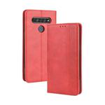 For LG K41S /K51S Magnetic Buckle Retro Crazy Horse Texture Horizontal Flip Leather Case, with Holder & Card Slots & Photo Frame(Red)