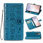 For Huawei Nova 7SE/P40 Lite 5G Cute Cat and Dog Embossed Horizontal Flip Leather Case with Bracket / Card Slot / Wallet / Lanyard(Blue)