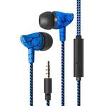 3.5mm Jack Crack Earphone Wired Headset Super Bass Sound Headphone Earbud with Mic for Mobile Phone Samsung Xiaomi MP3 4(Blue)