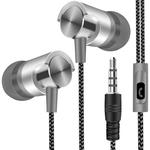 Metal Wired Earphone Super Bass Sound Headphones In-Ear Sport Headset with Mic for Xiaomi Samsung Huawei(Gray)