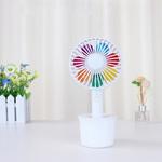 Mini Fan Cartoon Seven Color Flower Charging Desktop Fan(White)